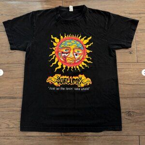 Sublime Sun Face Graphic Band T Shirt Black Cotton Men’s Medium